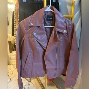 Express Faux Leather Motorcycle Jacket – Dusty Rose – Size S